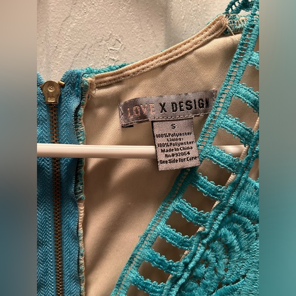 Love By Design, size small, teal lace romper - Picture 3 of 4